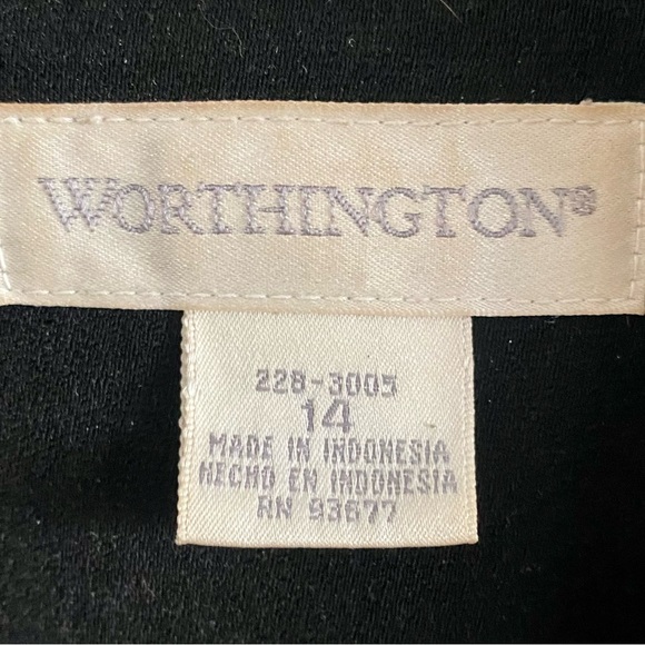 Worthington Black Women's Lined Blazer Size 14, 30" long with front pockets. - Picture 3 of 5